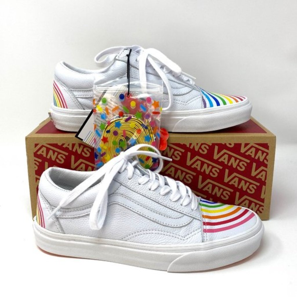 Mega Salevans Old Skool Flour Shop Rainbow White Men S 9 11.5 Vn0a4u3b2n7